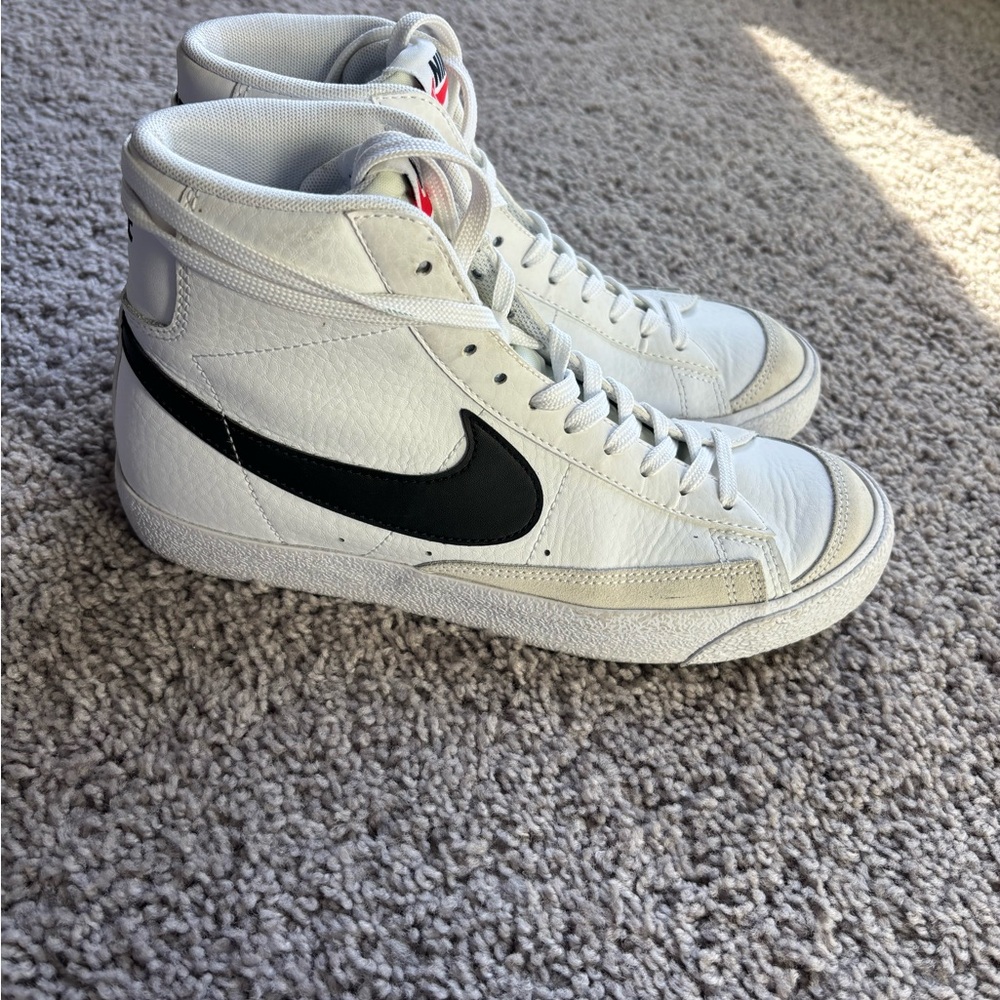 Nike White and Black Kids High-Top Sneakers